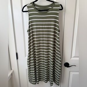 Time and Tru Olive and White Striped Dress